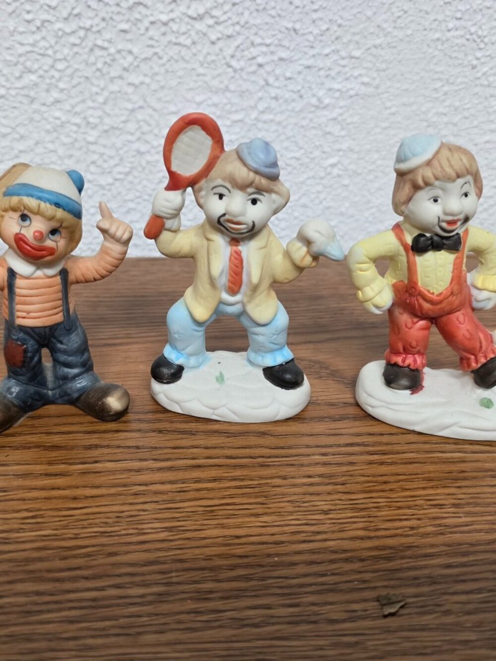 Home Decor Accents Ceramic Clown Figurines 3 1/4" to 4" Tall Lot of 3